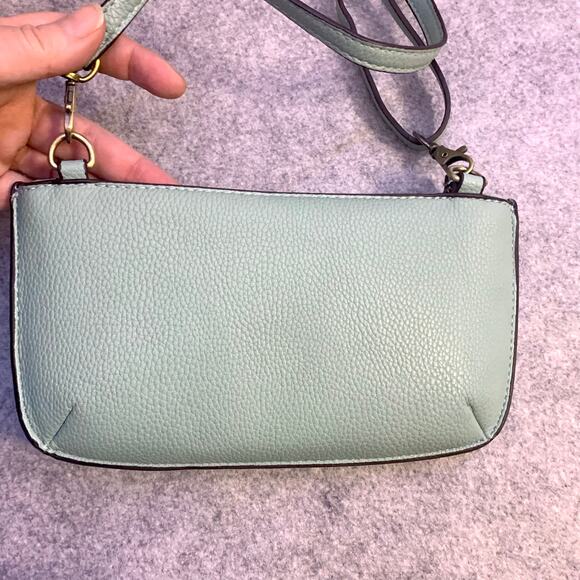 Joy Susan Vegan Leather Wristlet Crossbody in Light Blue, Removable Strap - Picture 10 of 11